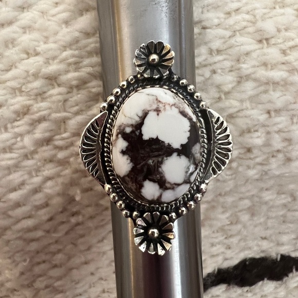 ❤️ Wild Horse Jasper Magnesite Navajo Adjustable Brushed Sterling Ring 11.2Gm - Picture 5 of 16